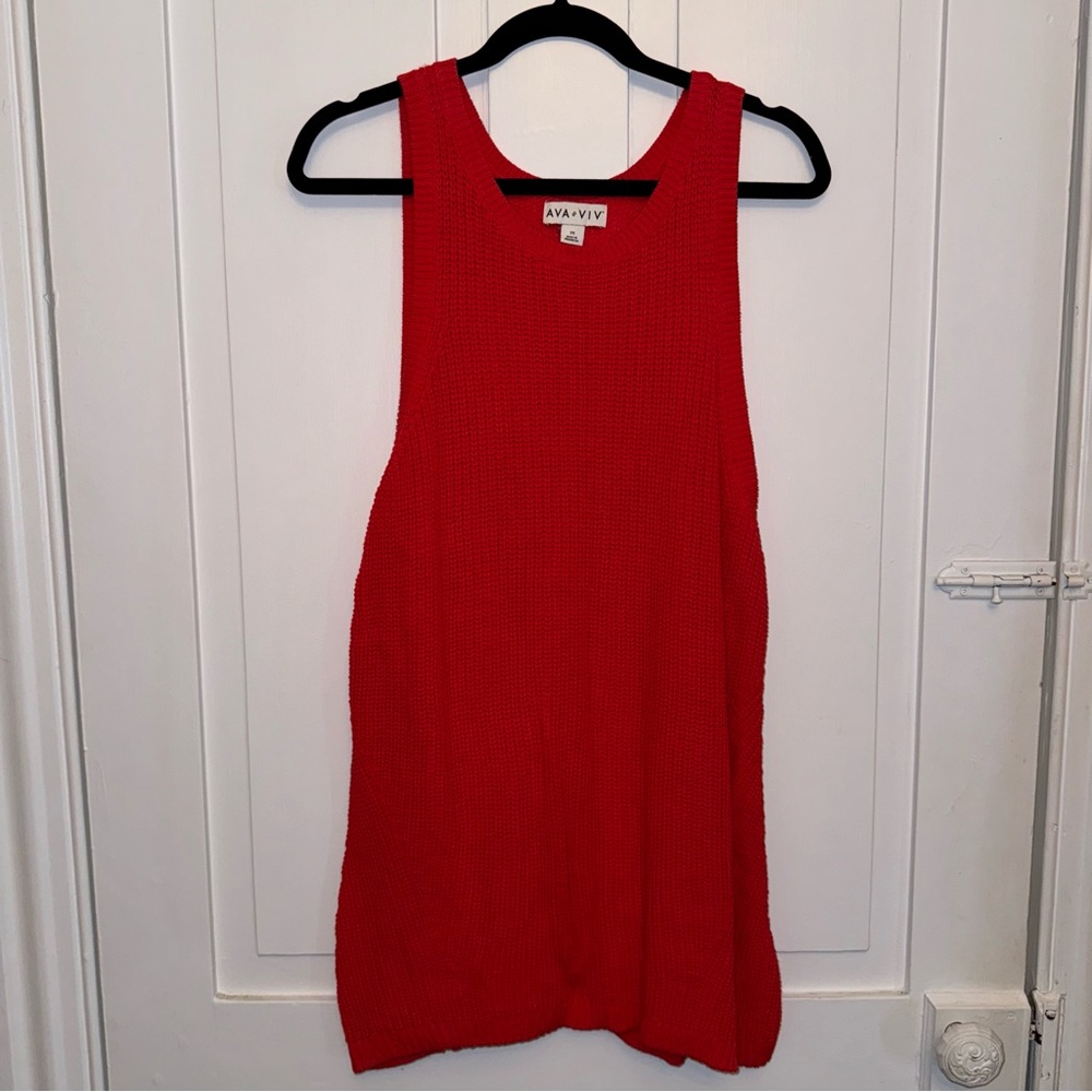 ✨ava & viv coral red sleeveless knit top✨